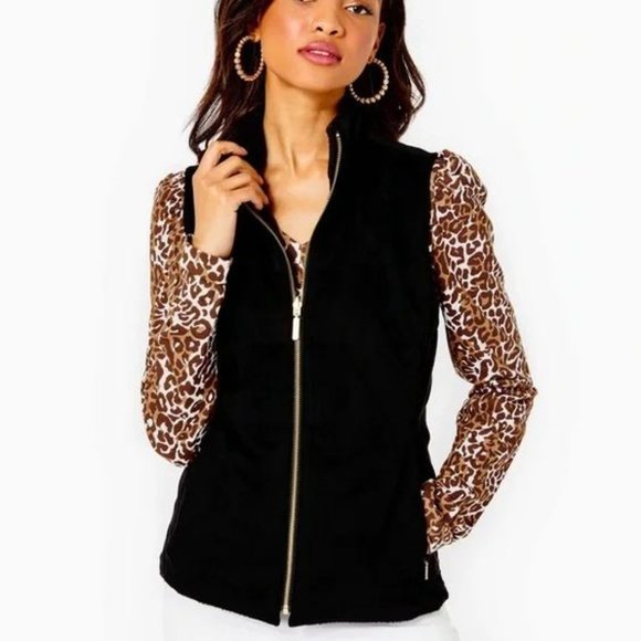 Lilly Pulitzer Skyden Suede Sherpa Reversible Vest - Picture 2 of 11